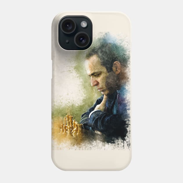 Garry Kasparov ✪ The Legend ✪  Aesthetic Watercolor Portrait of a chess master Phone Case by Naumovski