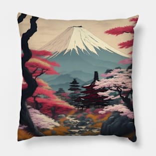 Serene Mount Fuji Sunset - Peaceful River Scenery Pillow