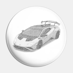 Lamborghini Huracan Sto - Grayscale version typographic art Pin