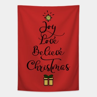 Joy Love Believe Christmas Beautiful Tree Christmas Tapestry