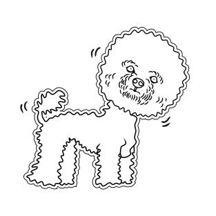 line art illustration of a cute poodle T-Shirt