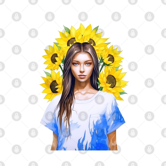 art of ukranian women with sunflowers by Maverick Media