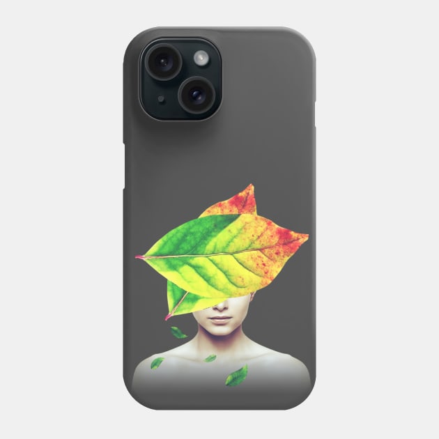 Falling autumn leaves head portrait Phone Case by reesea