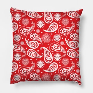 Mandala Pattern Red and White Halloween Fall Autumn Season Pillow