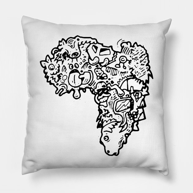 Continent of South America Doodle Art Pillow by VANDERVISUALS