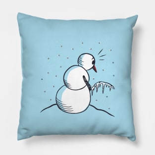 Funny peeing snowman Pillow