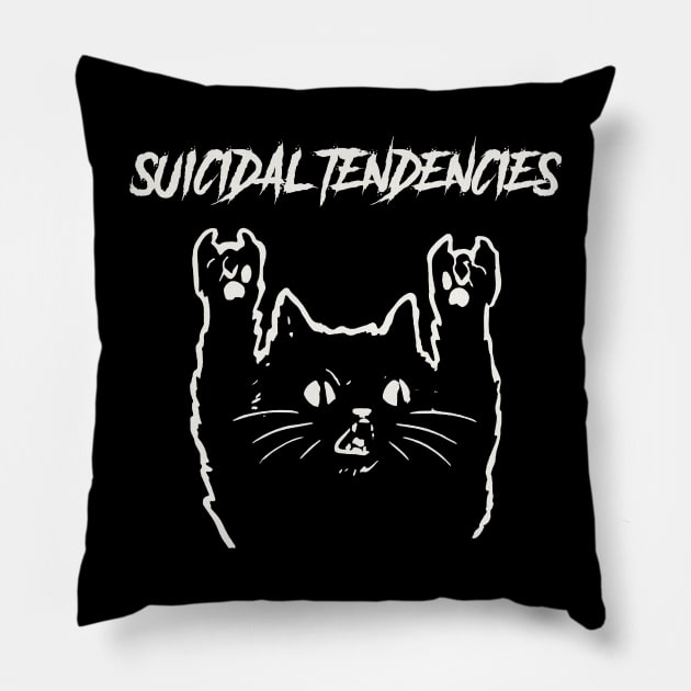 suicidal metal cat Pillow by bubur ayam