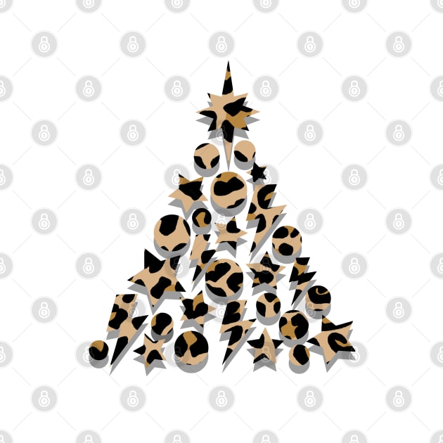 Leopard Print Christmas Tree, Lightning, Star and Baubles by OneThreeSix