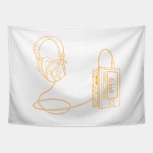 Portable Tape Player (Yellow Orange Lines) Analog / Music Tapestry