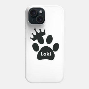 Loki cat name made of hand drawn paw prints Phone Case