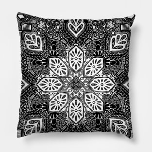 Gypsy Lace in White on Black Pillow