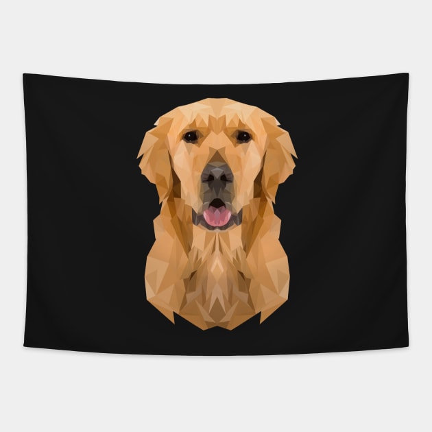 Golden Boy Golden Retriever Dog Low Polygon Tapestry by SolarFlare