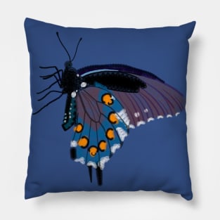 Spirograph Collage Blue and orange butterfly Pillow