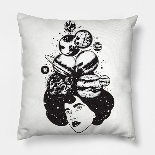 Planet Girl Pillow by MyMagicTouch