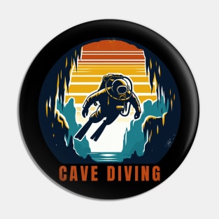 Retro Cave Diving Explore Adventure Pin