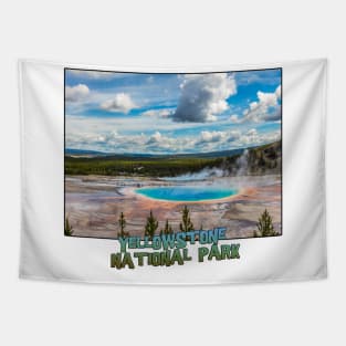 Wyoming State Outline (Yellowstone National Park) Tapestry