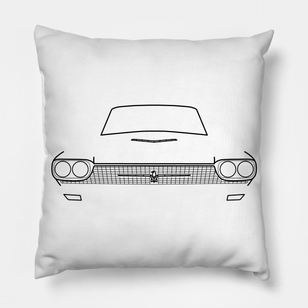 1966 Ford Thunderbird classic car outline graphic (black) Pillow by soitwouldseem