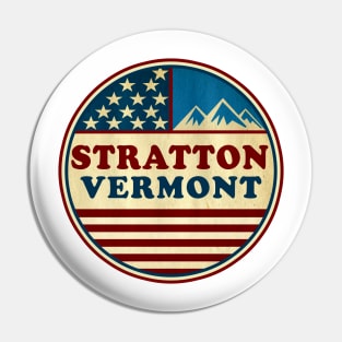 Stratton Vermont Skiing Mountains Stars And Stripes Ski VT Pin