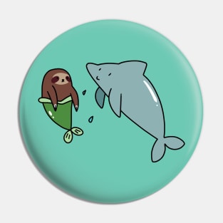 Dolphin and Mermaid Sloth Pin