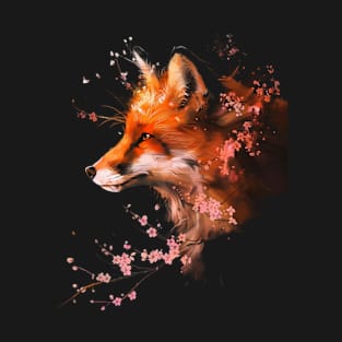 Enchanting Mystery Fox And Flowers T-Shirt