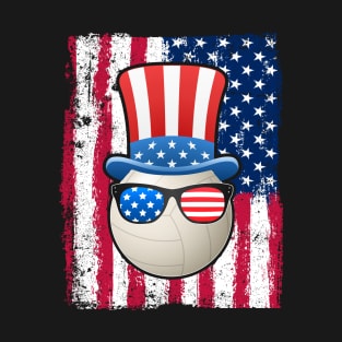 Volleyball Ball American Flag 4th of July Funny Gift T-Shirt