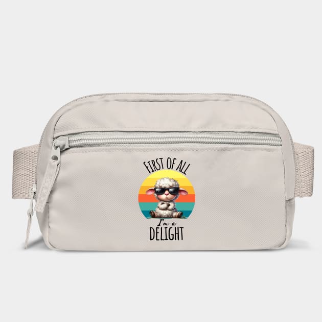 First of All I'm A Delight funny grouchy lamb sunset design by Luxinda