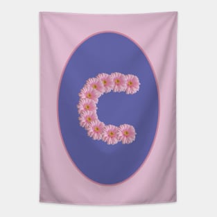 Letter C Pink Gerbera Daisy Monogram Tapestry