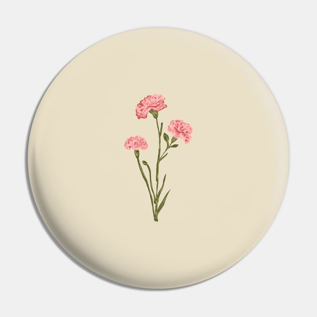 Carnation Botanical Pin by Salfiart