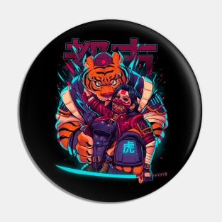 Cyber Samurai Tiger Pin