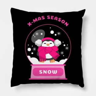 Xmas Season Snow Penguin (Pink) Pillow