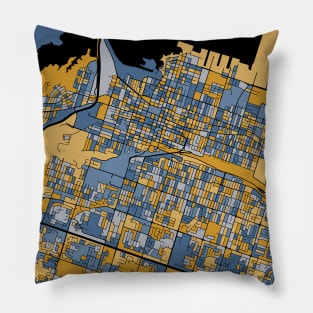 Hamilton Map Pattern in Blue & Gold Pillow