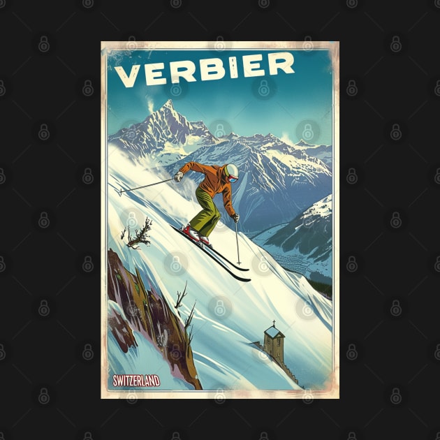 Verbier Switzerland Ski by Studio Red Koala