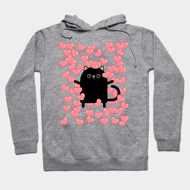 Cute Minimalist Cat Balloons Of Hearts Valentine S Day