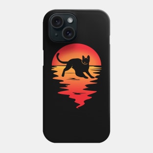 cat playing at retro sunset Phone Case