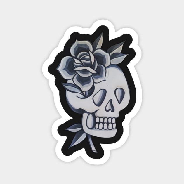 Skull and Rose Magnet by AmeUmiShop