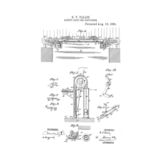 Safety Gate for elevator Vintage Retro Patent Hand Drawing Funny Novelty Gift T-Shirt