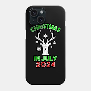 Christmas In July 2024 Reindeer Antlers Holiday Summer T-Shirt Phone Case