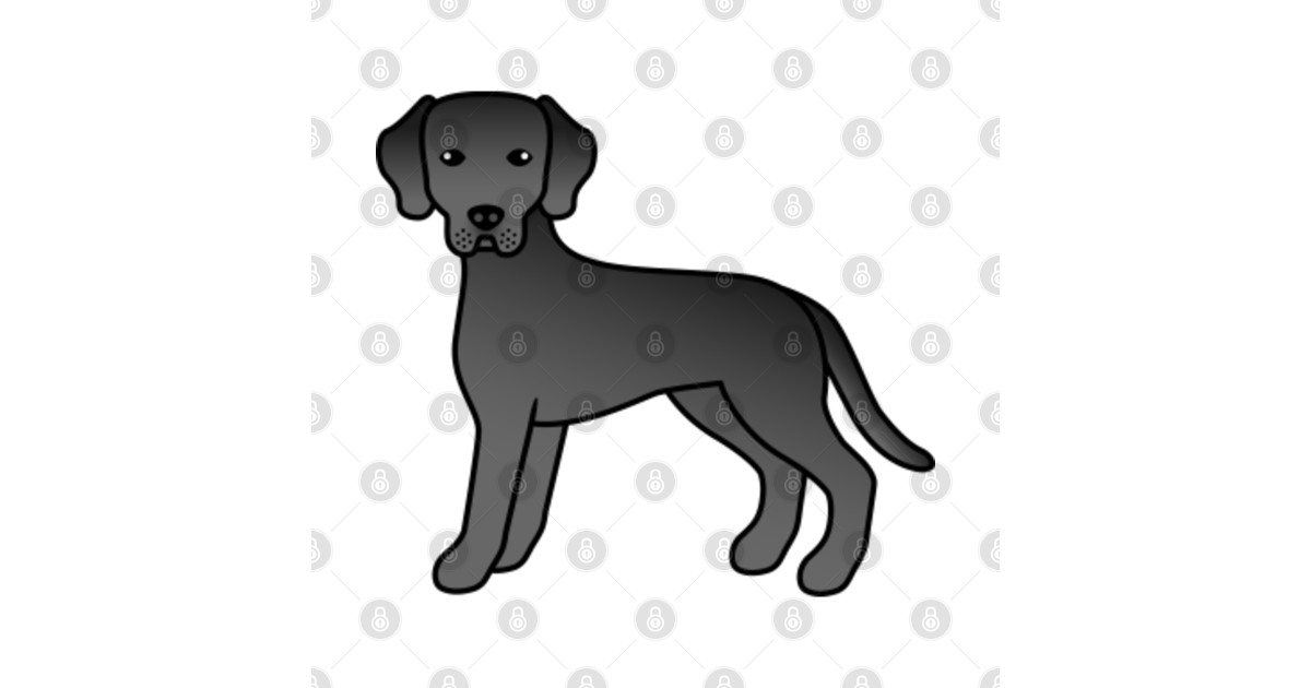 Black Labrador Retriever Dog Cute Cartoon Illustration - Labrador