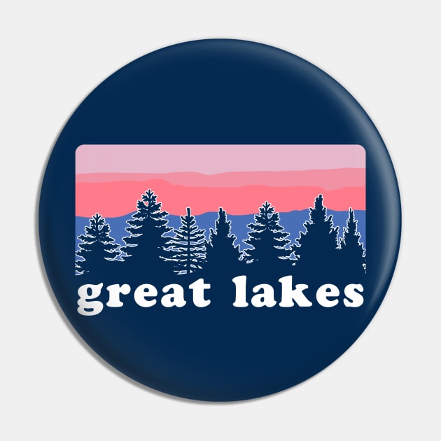 Great Lakes Pine Tree Sunset Pin by GreatLakesLocals