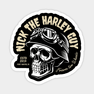 Nick The Harley Guy White Grunge Skull Magnet