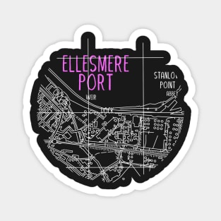 Ellesmere Port Map (White & Pink) Magnet