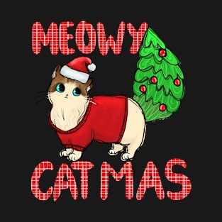 Meowy Catmas - Funny Christmas Cat T-Shirt