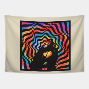 Rainbow Psychedelic Ape Tapestry