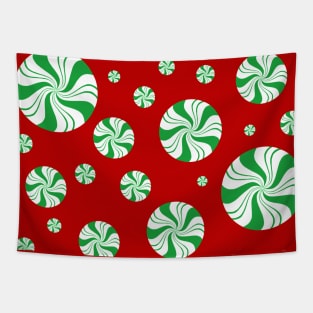 Green Round Peppermint Christmas Pattern Tapestry