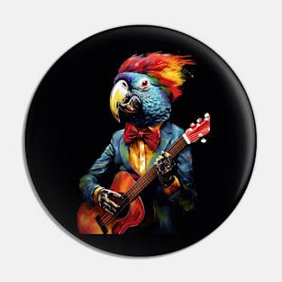 Parrot Playing Guitar Pin