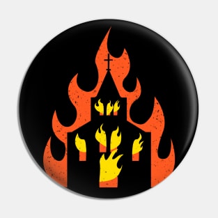 Occult Burning Church Pin