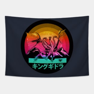 Vaporwave Three Head Kaiju Tapestry