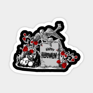 Angel of death & red roses- Halloween Magnet