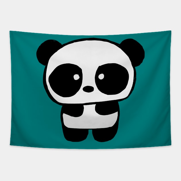 Cute Baby Panda - Teal Tapestry by 1000 Pandas