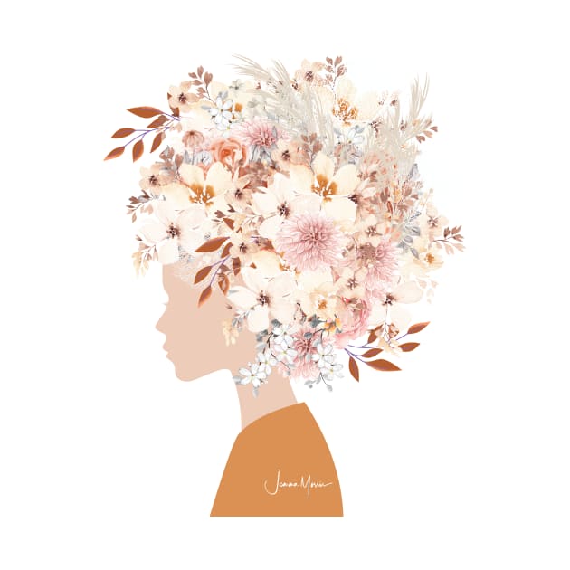 Woman in Fashion Flower Headdress by LouLou Art Studio